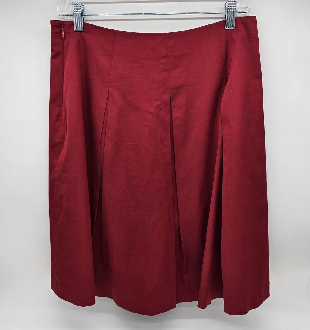 Talbots Pleated A-Line Knee Length Skirt Women's 6 Red - Picture 3 of 7